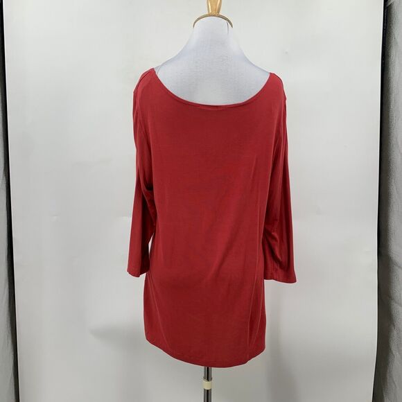 Bryn Walker Tunic Shirt Womens L Large Red Half Sleeve Wide Scoop Neck Stretch - Picture 5 of 11